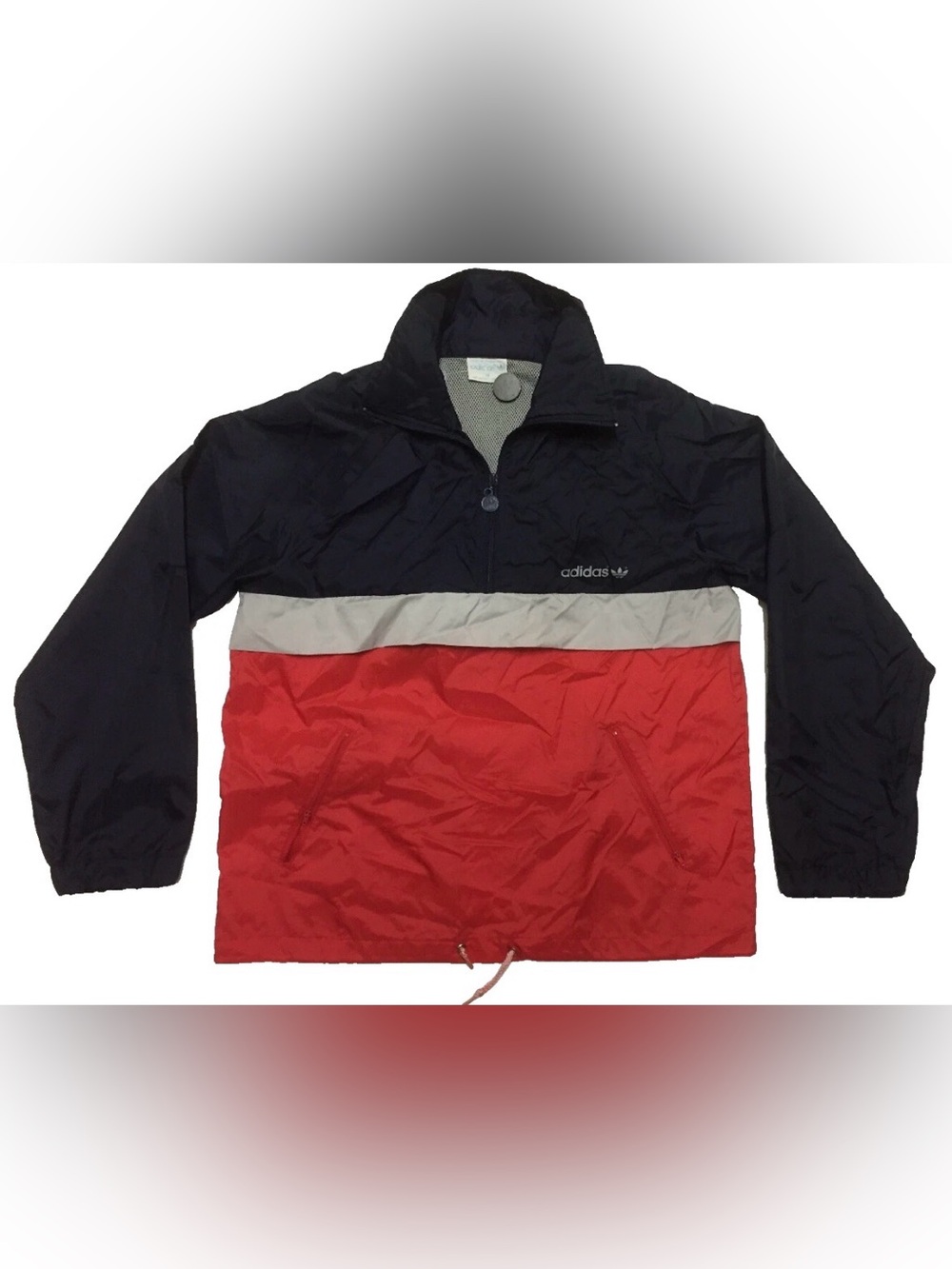 Vintage Adidas Windbreaker Quarter-Zip Jacket Color Block Trefoil Retro Medium
